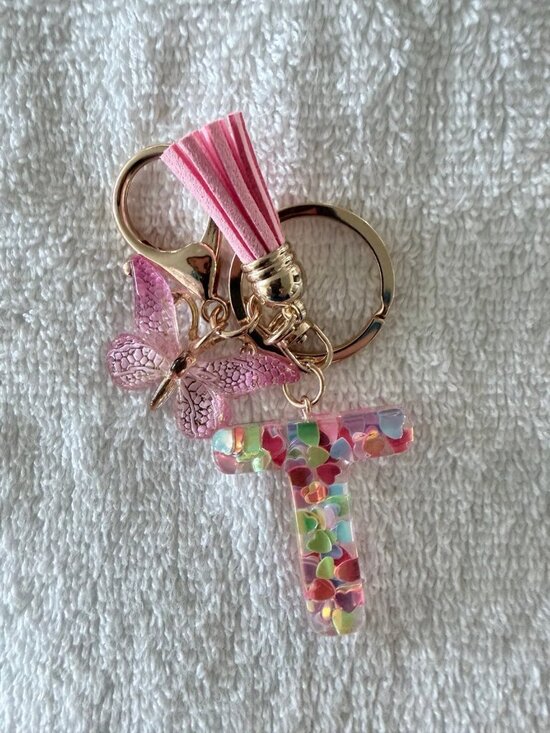 Handbags - Glitter resin initial keychain “T”